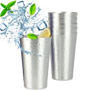Vasos de cerveza japoneses de aluminio martillado de 12 oz