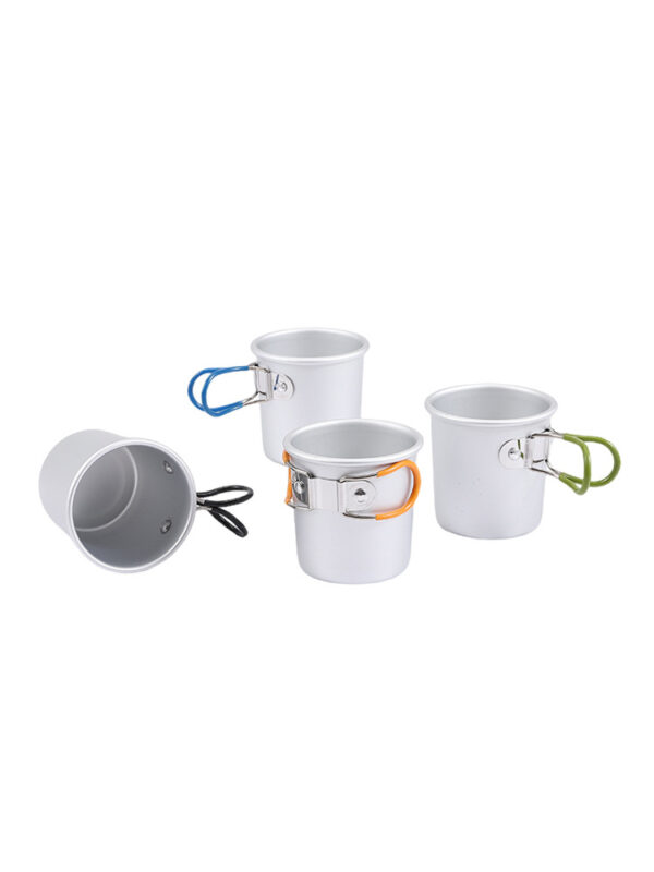 Tazas de café de aluminio de 150 ml con asa, 4 colores