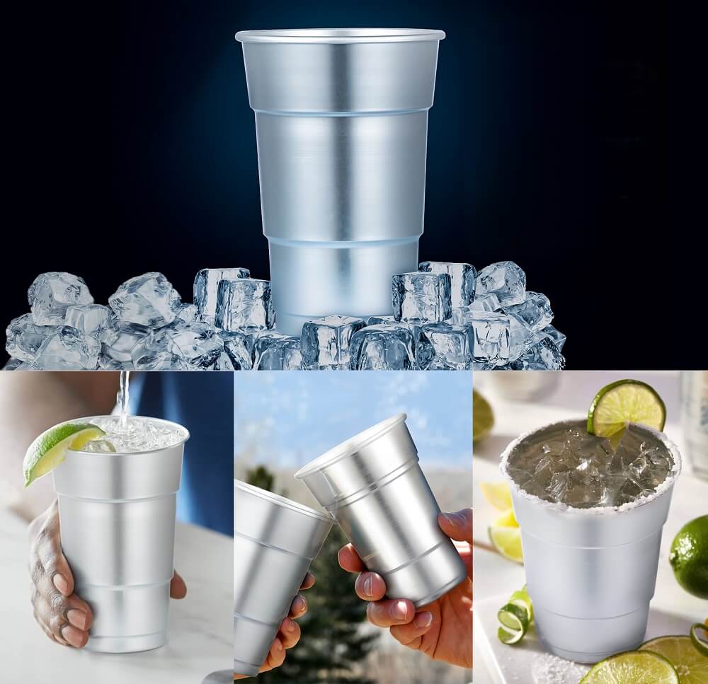 vasos de cerveza de aluminio desechables