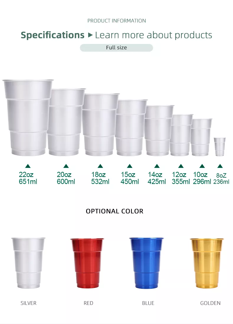 tazas de aluminio de tamaño personalizado