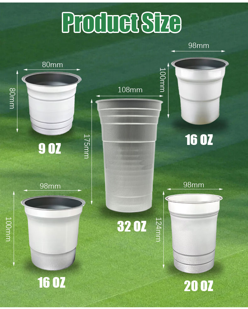 vasos desechables de aluminio de todos los tamaños