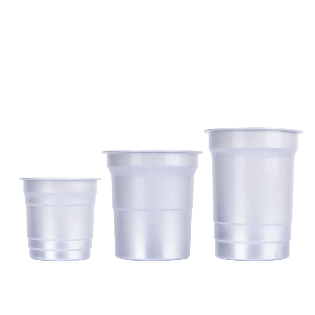 tamaños de vasos desechables de aluminio