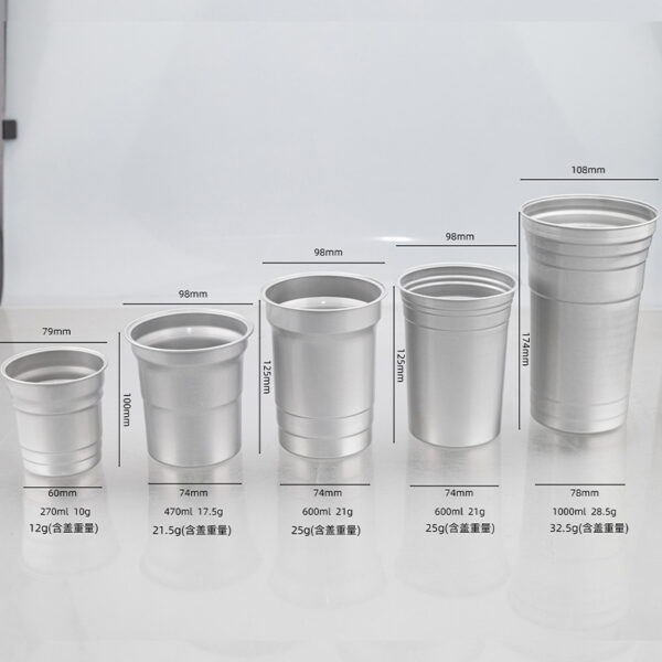 tamaños de vasos de aluminio desechables