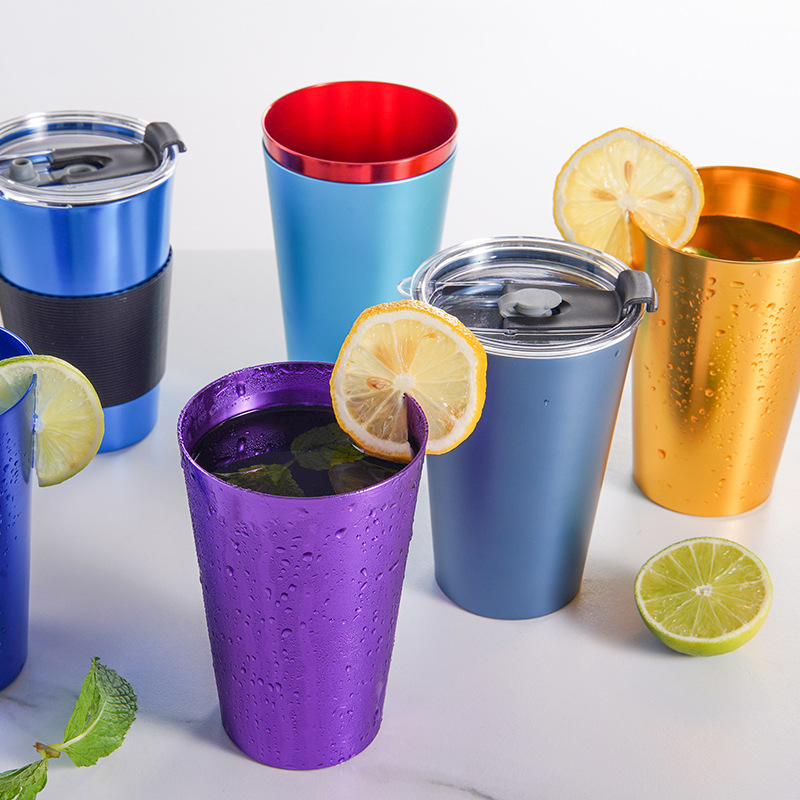 tazas de aluminio de colores