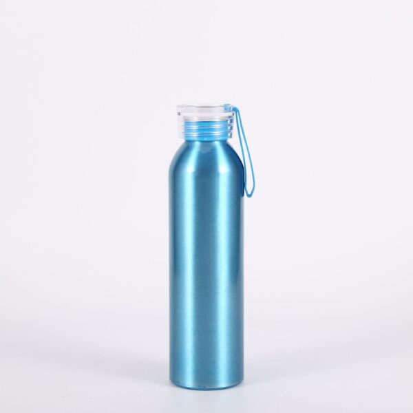 Botellas de aluminio color azul lago para agua potable