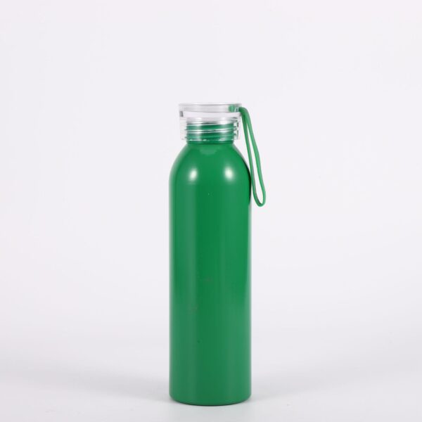 Botellas de aluminio verdes para agua potable.