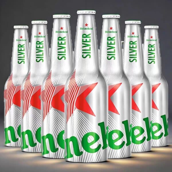 Botella plateada de aluminio de Heineken