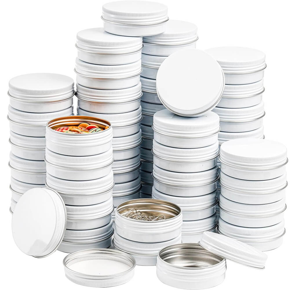 contenedor de hojalata de aluminio blanco