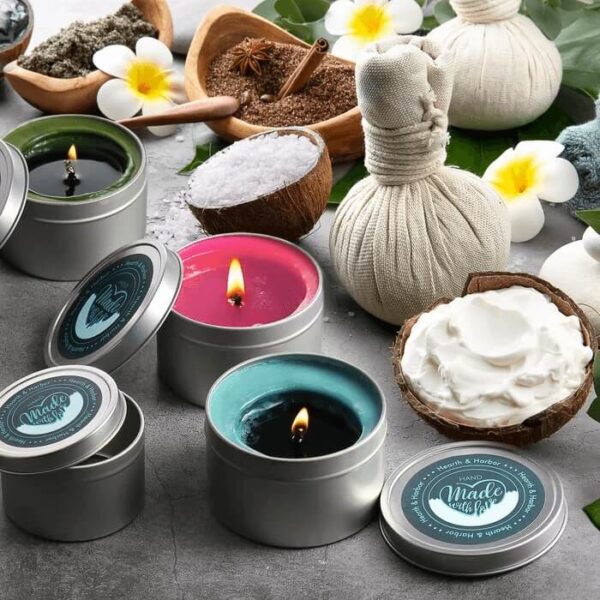 latas de aluminio con etiquetas para velas