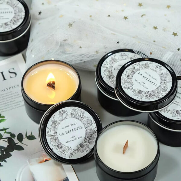 recipientes para velas de aluminio negro