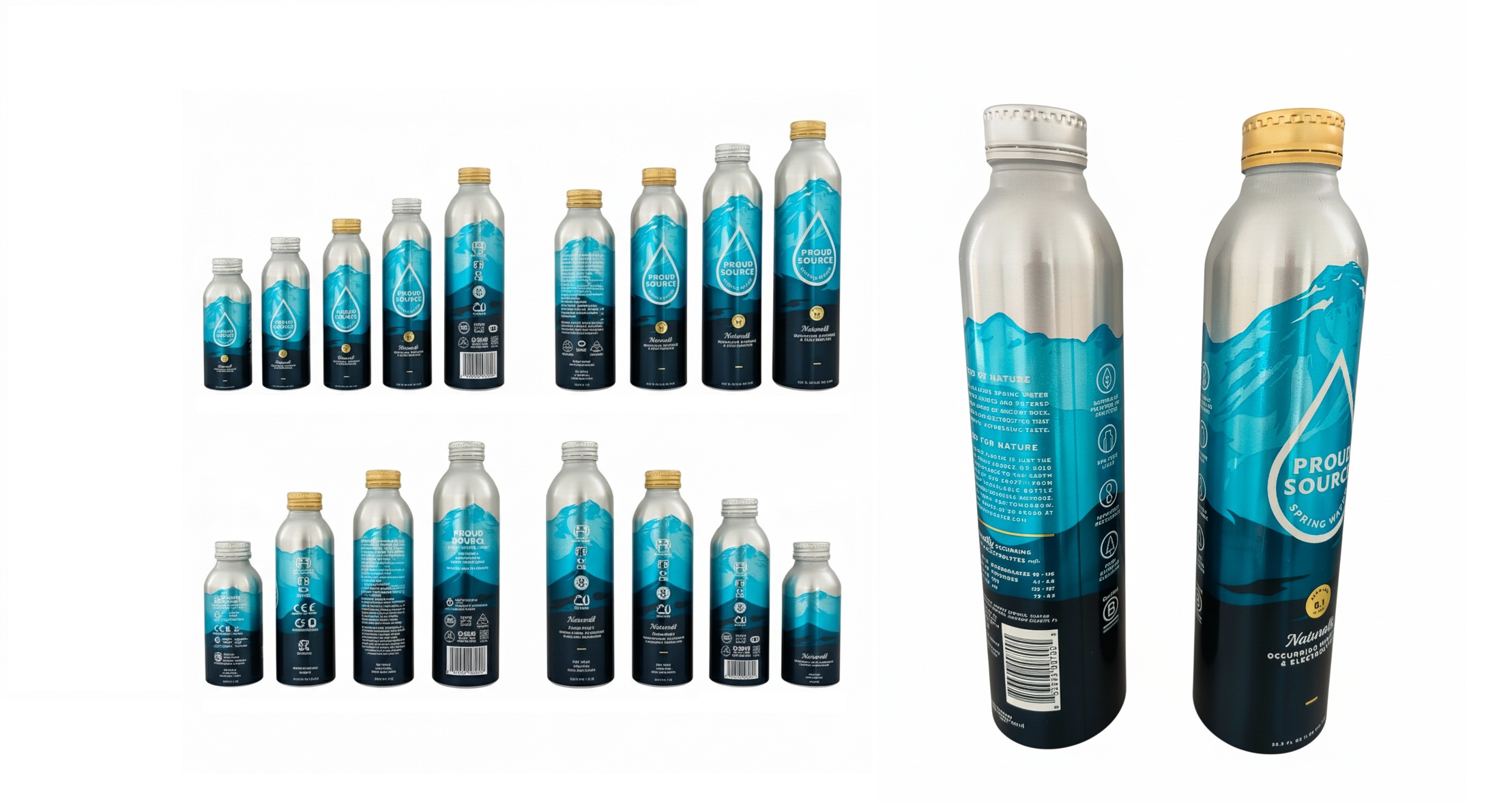 Botellas de aluminio para agua con impresión