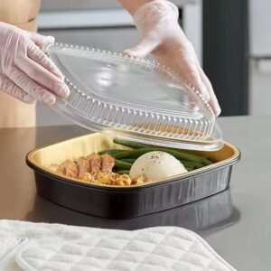 oro recipientes de aluminio con tapa de plástico para alimentos