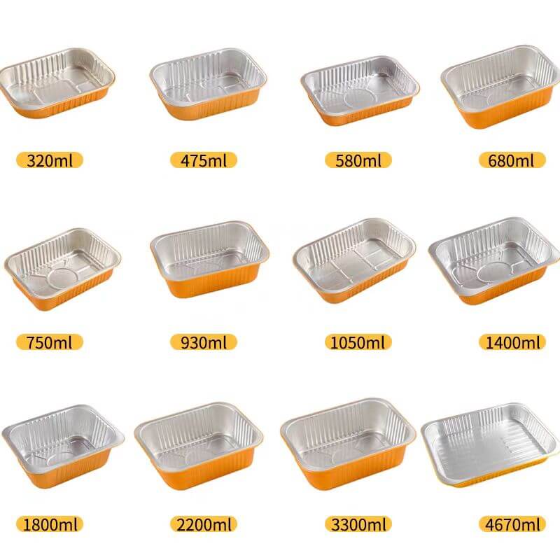 Tamanos De Rectangulares Recipientes De Aluminio Desechables