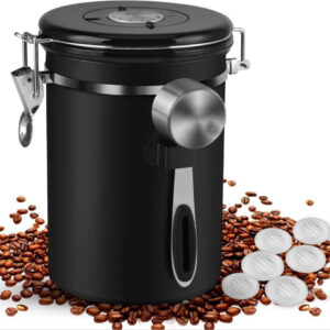 Negro Acero Inoxidable Cafe Latas Grande