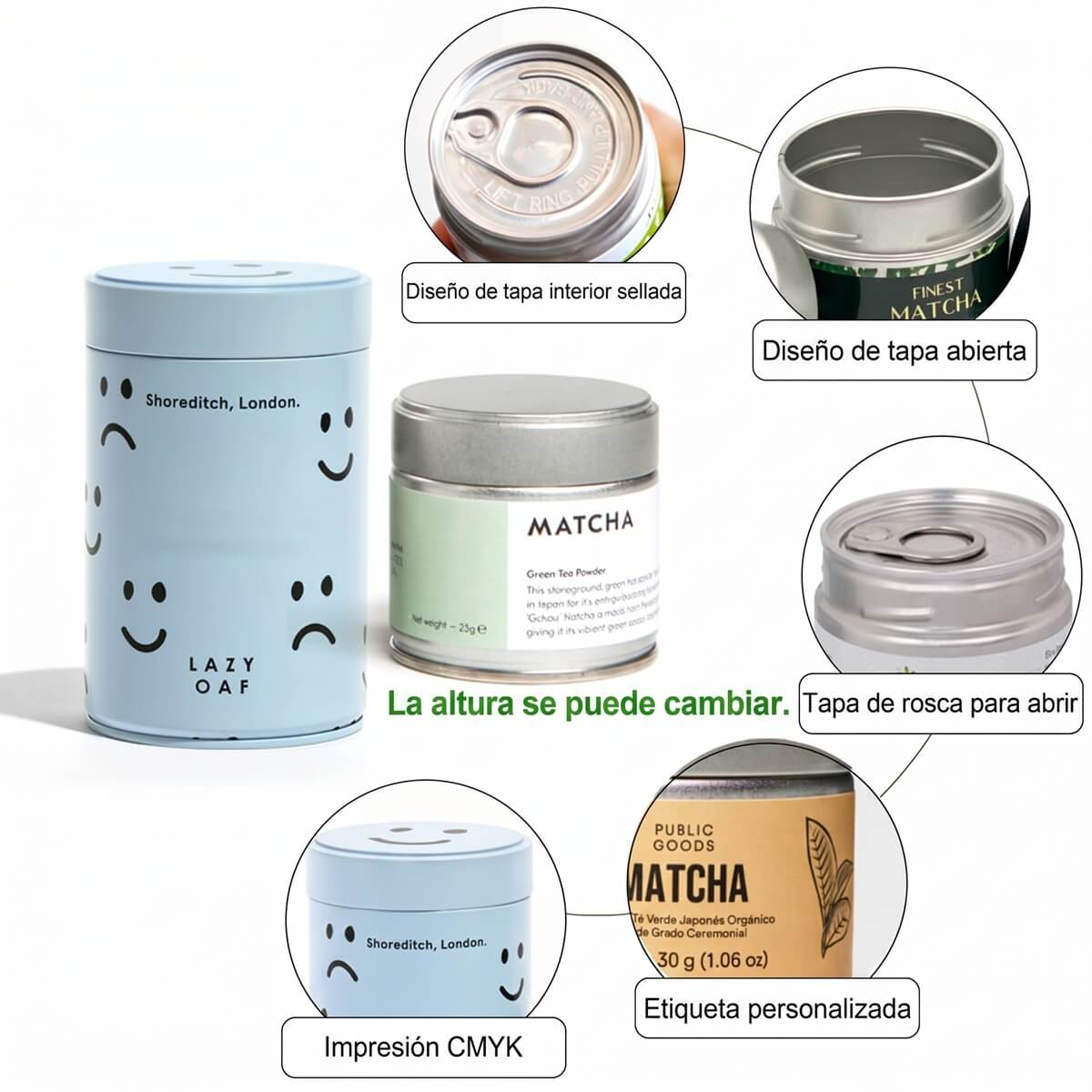 Latas Hermetica Cafe Y Matcha Detalle